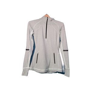 Lululemon Race W/Grace 1/2 Zip Mini Hyper Striped Mint Long Sleeve Size 6